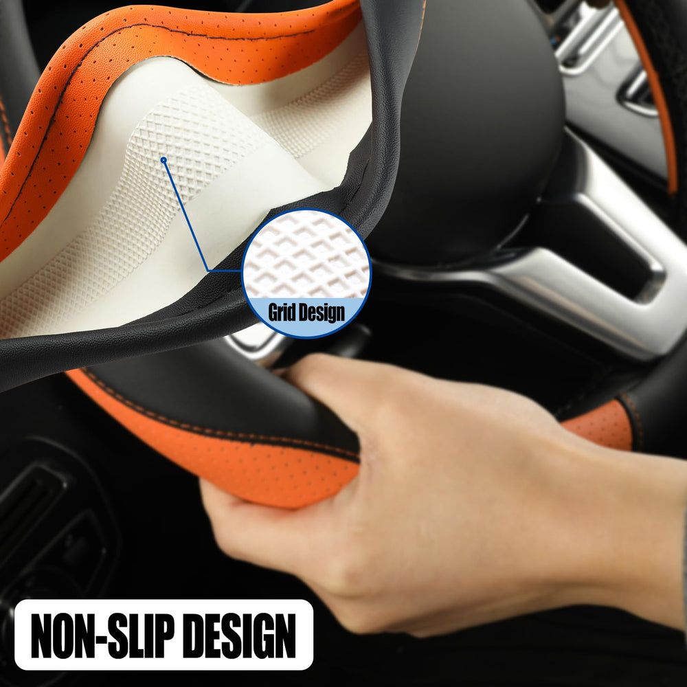 Binsheo wheel cover demonstrates heat and cold protection for hands while driving.