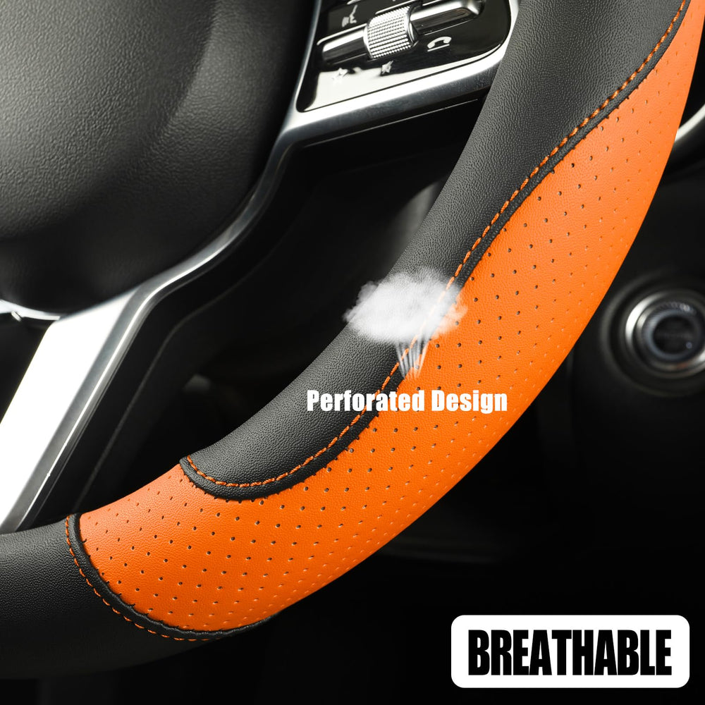Binsheo steering wheel cover anti-slip grip detail for safer steering.