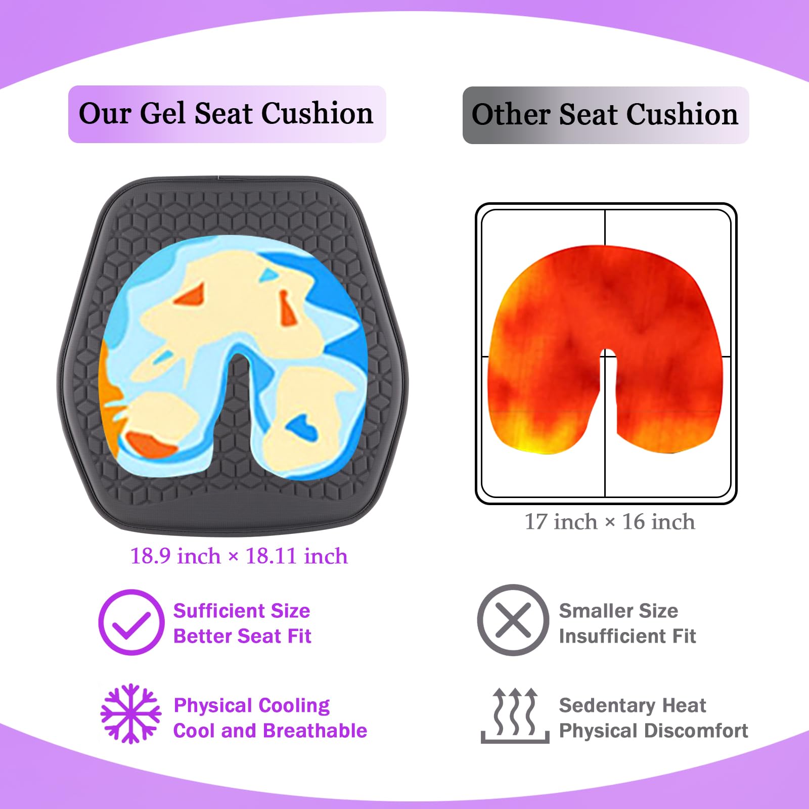Binsheo thin gel seat cushion with breathable fabric maintains a fresh seating feel