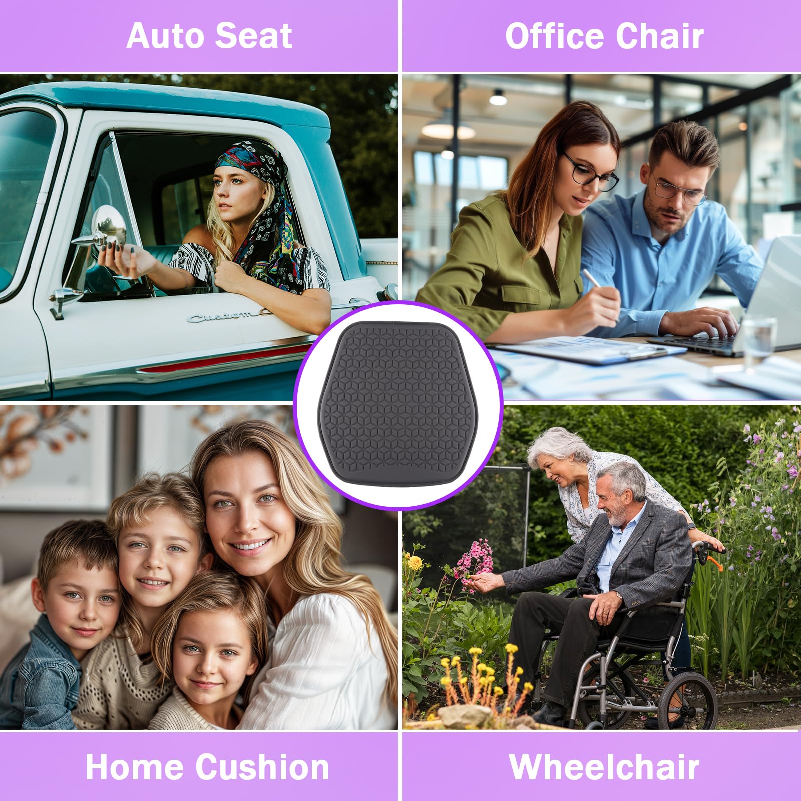 Binsheo thin gel seat cushion with non-slip base stays in place