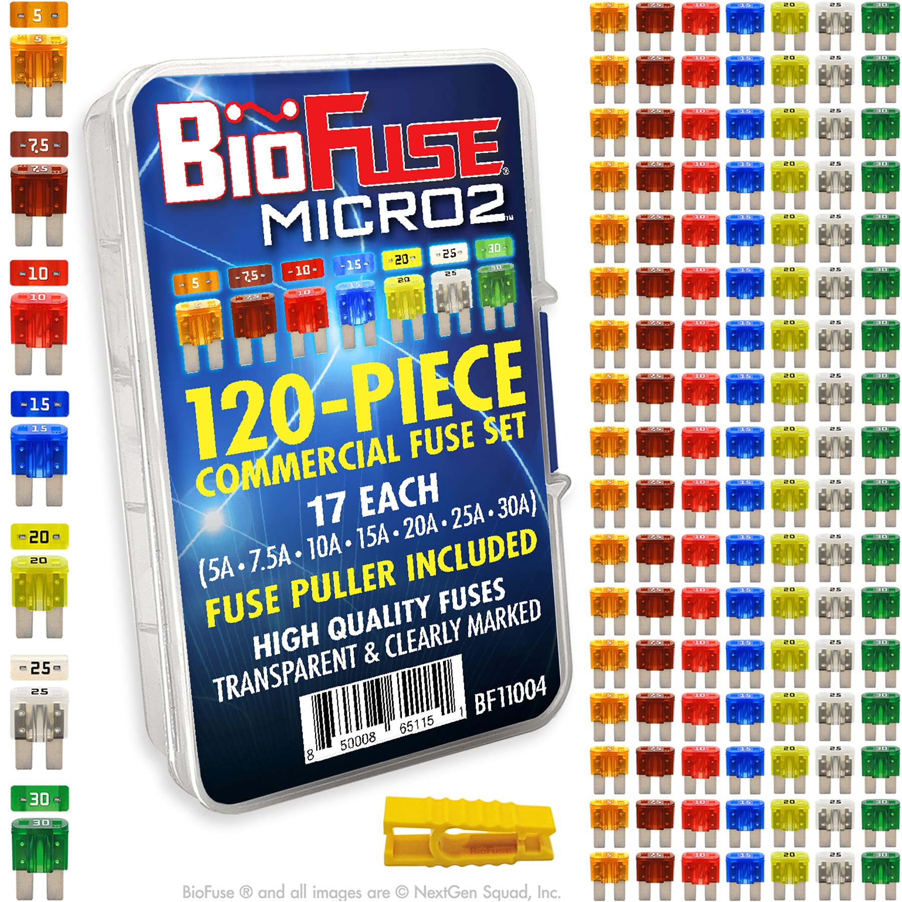BIOFUSE Micro2 ATR 120-piece fuse assortment for automotive and marine circuits