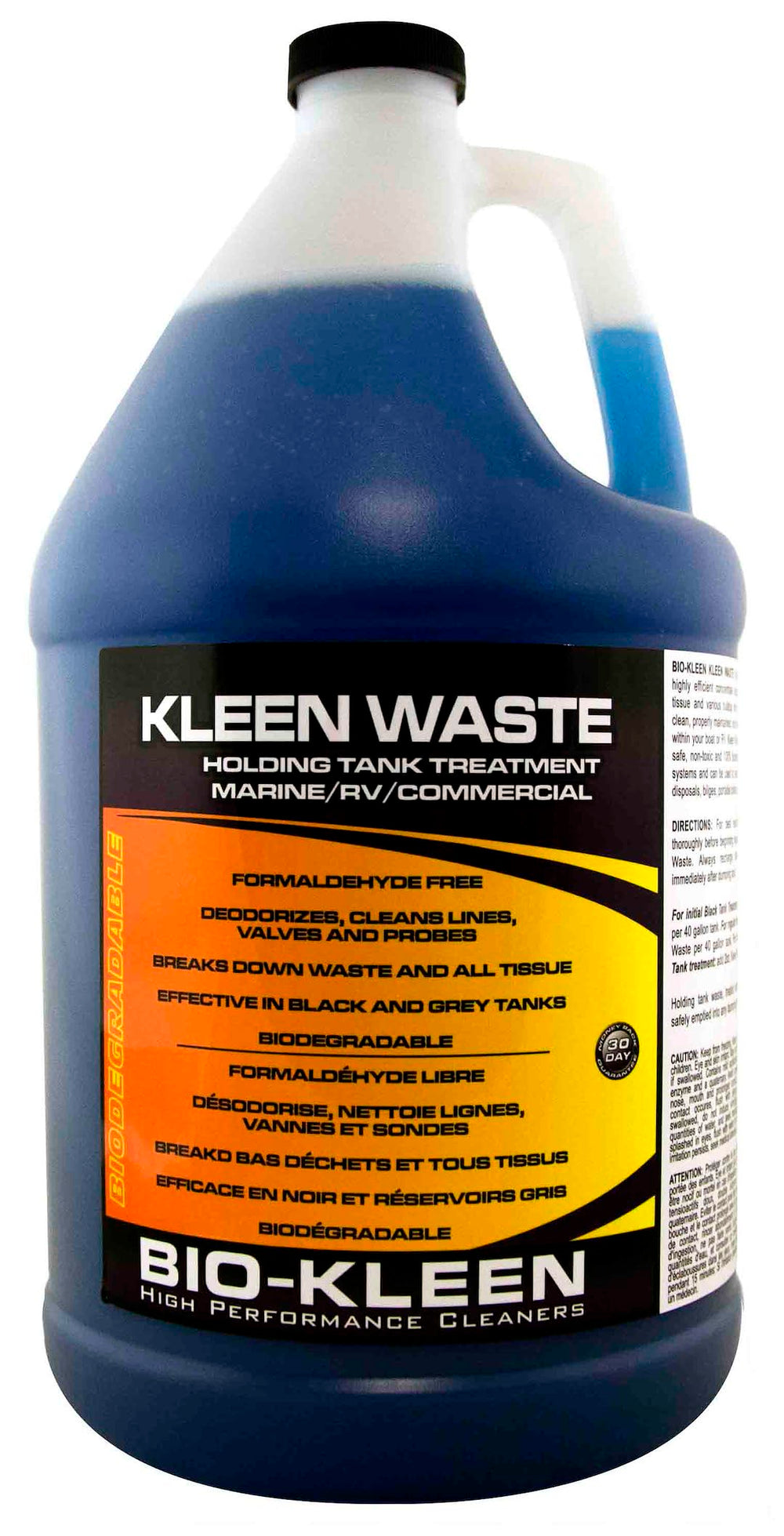 Biokleen Kleen Waste bottle applying holding tank deodorization for odor control