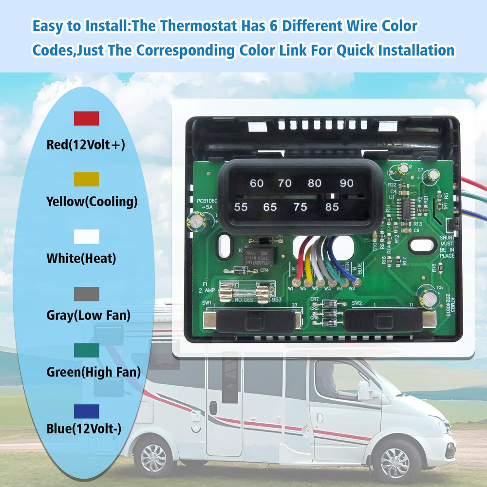 BIPIMIFI 7330F3852 thermostat durable materials close up for RV travel