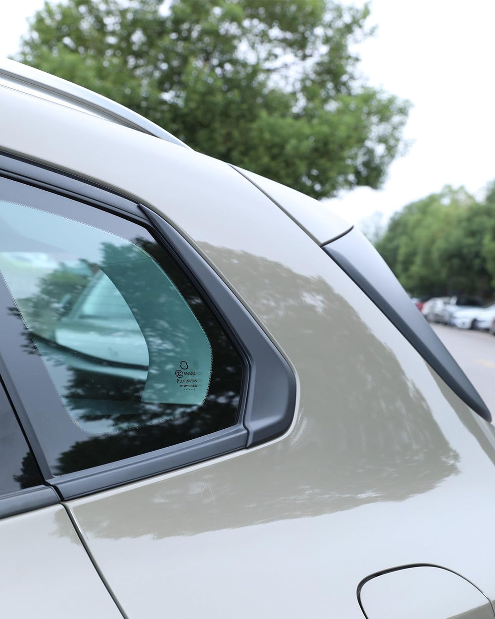 Birbenben CX-50 rear window trim molding in matte black enhances exterior finish.