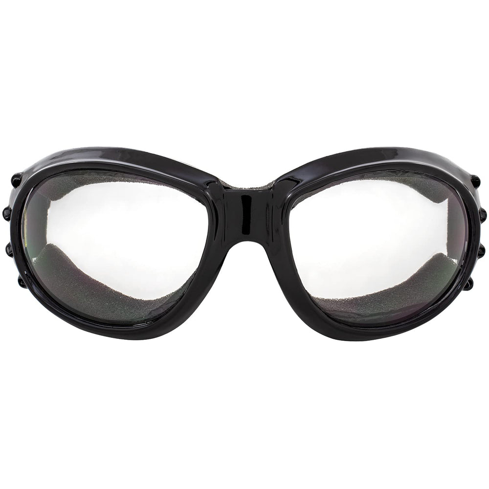 Birdz Eagle padded goggles with black frames and smoke lenses for bright sun glare relief