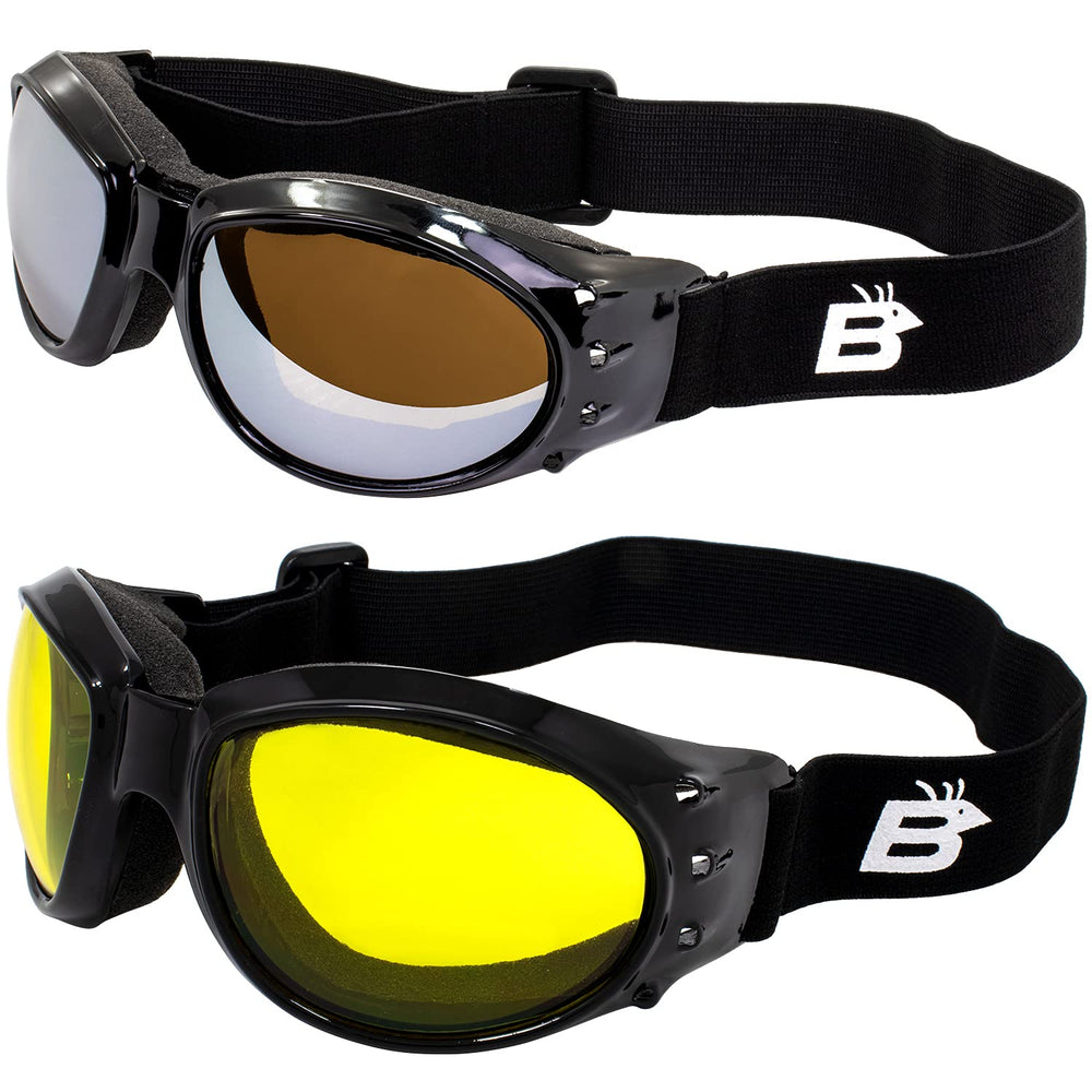 Birdz Eagle Red Baron goggles front view with padded frame for all-weather comfort