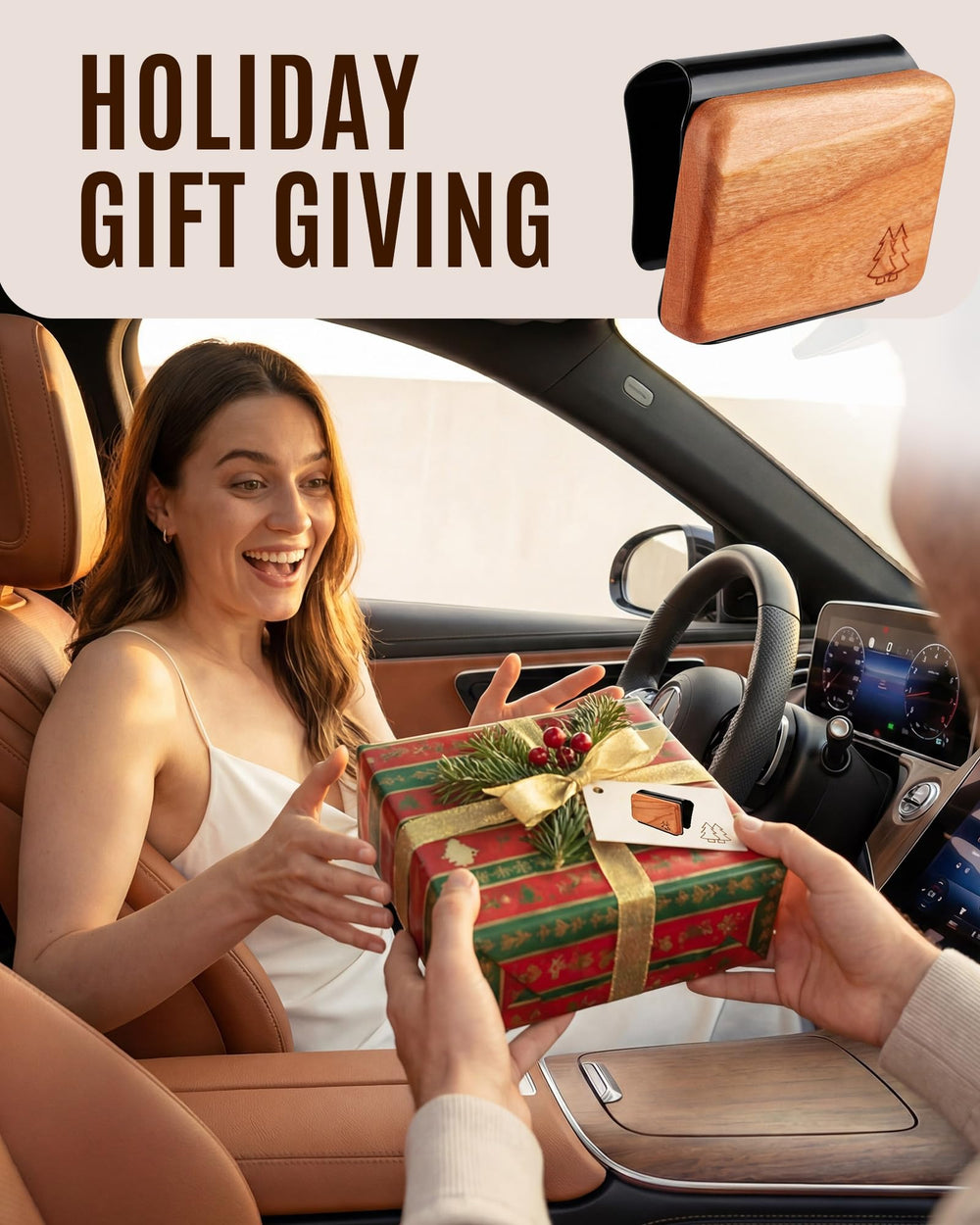 Bispoy reusable metal clip reduces waste while keeping the air freshener secure.