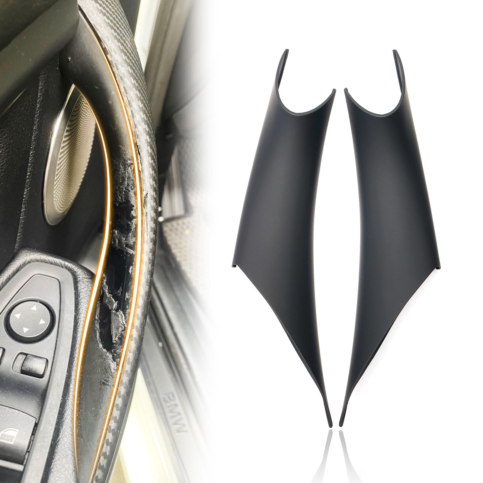 BJchiwu carbon fiber door handle cover on left side for BMW, upgrade look and protection.