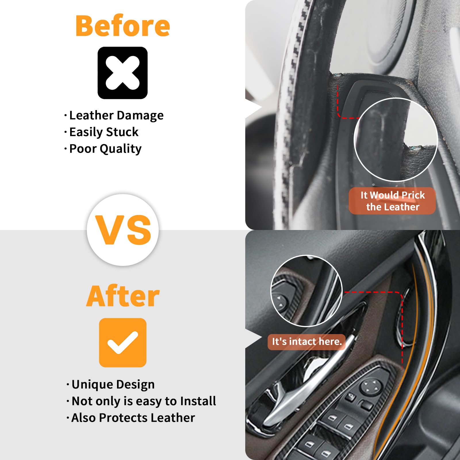 BJchiwu carbon fiber door handle cover on right side for BMW, refined interior styling.