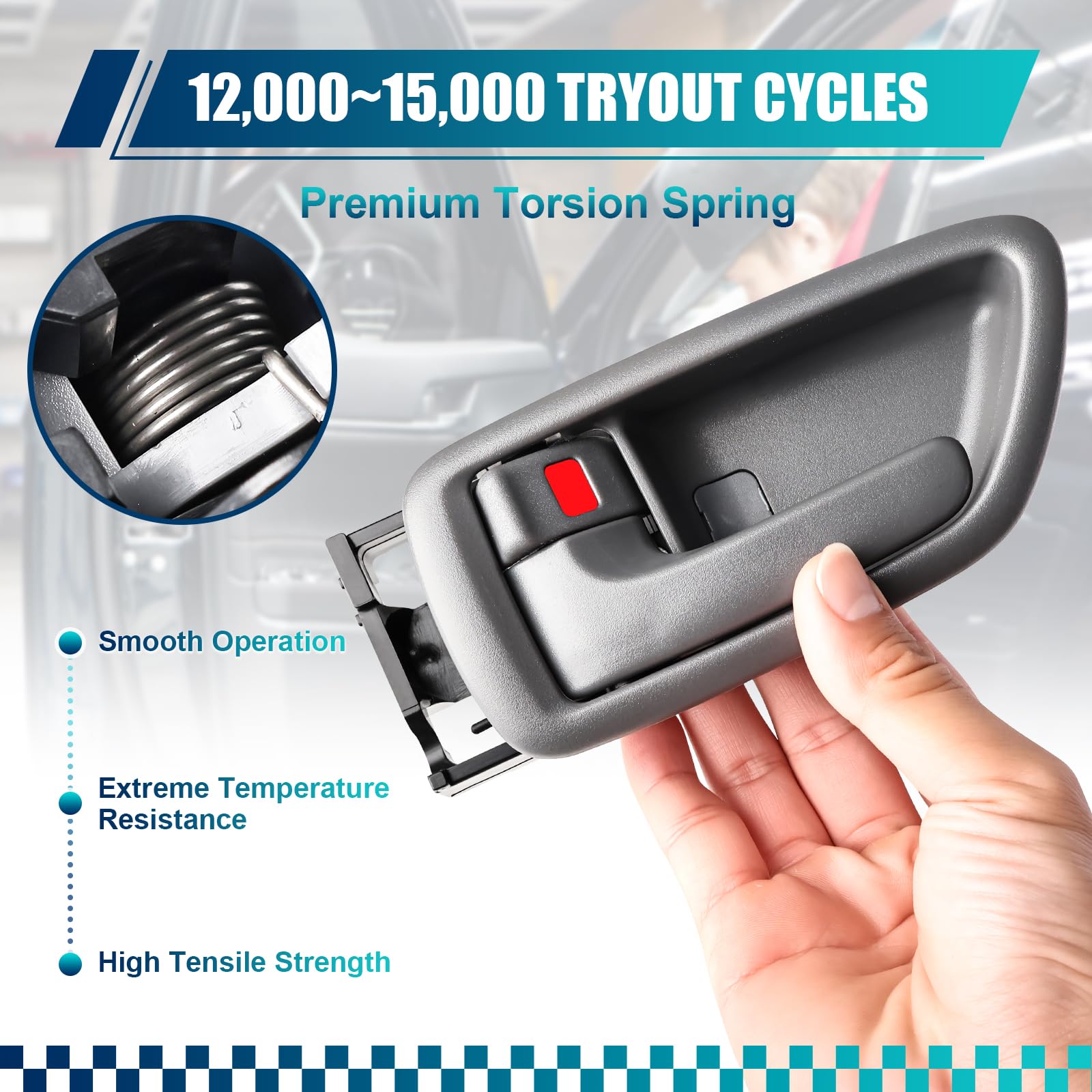 BJYXSHOP gray interior door handle kit for Sequoia, installation-ready.
