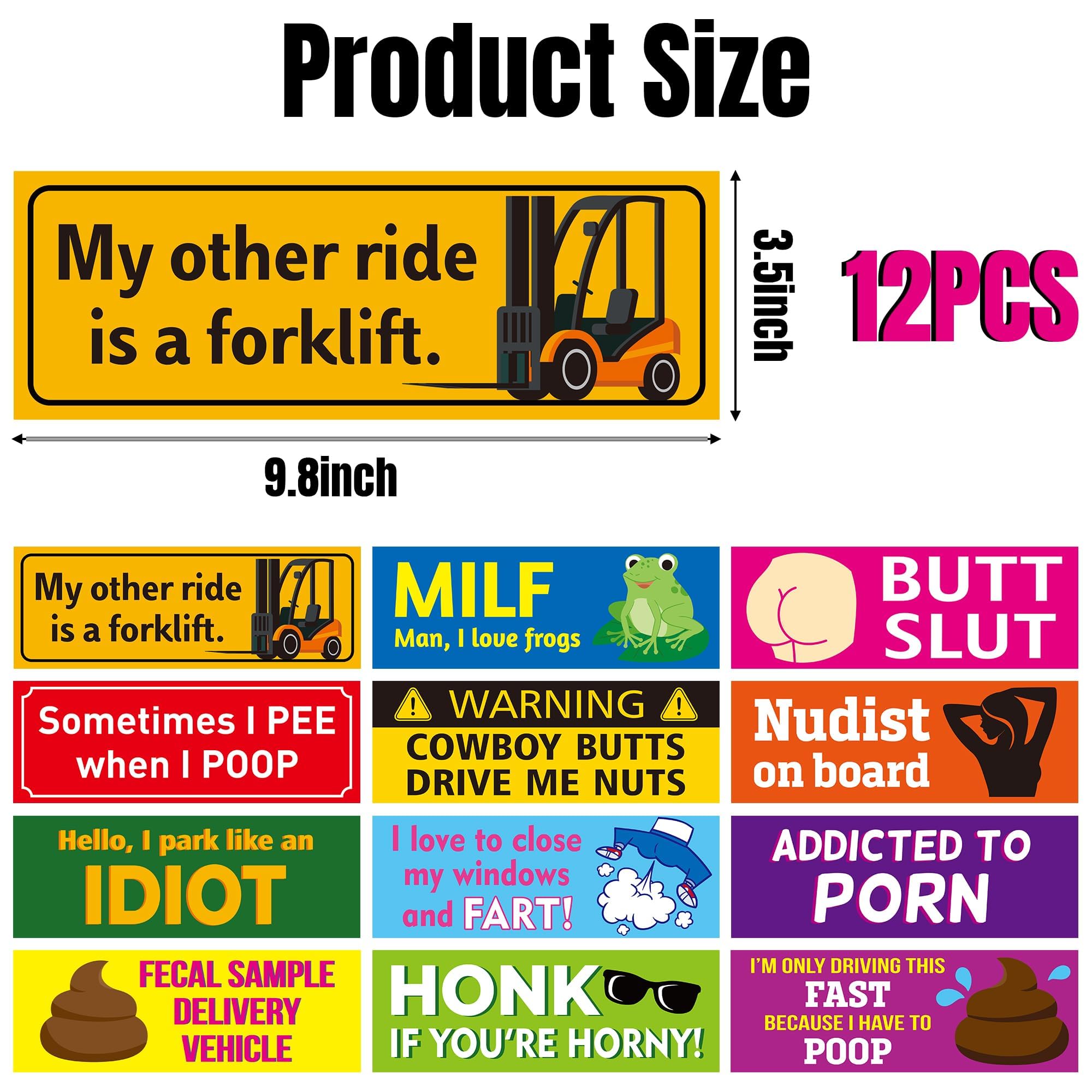 BkeeCten car magnets measure 9.8x3.5 inches for visible humor from afar.