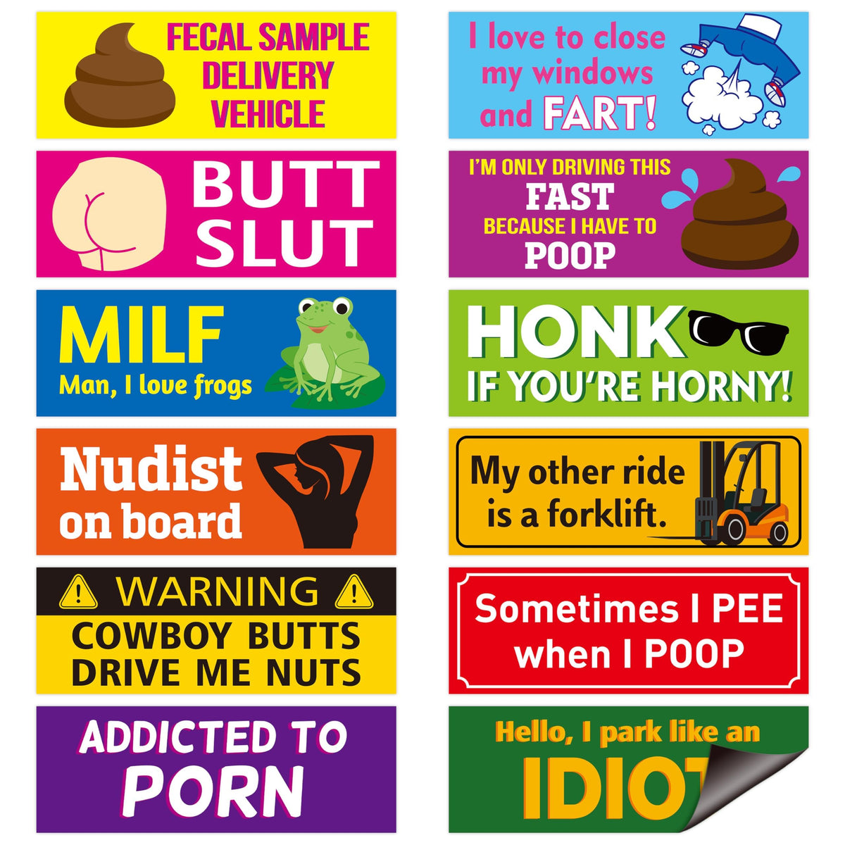 BkeeCten prank magnets, 12 designs, eye-catching car decor for playful interactions.