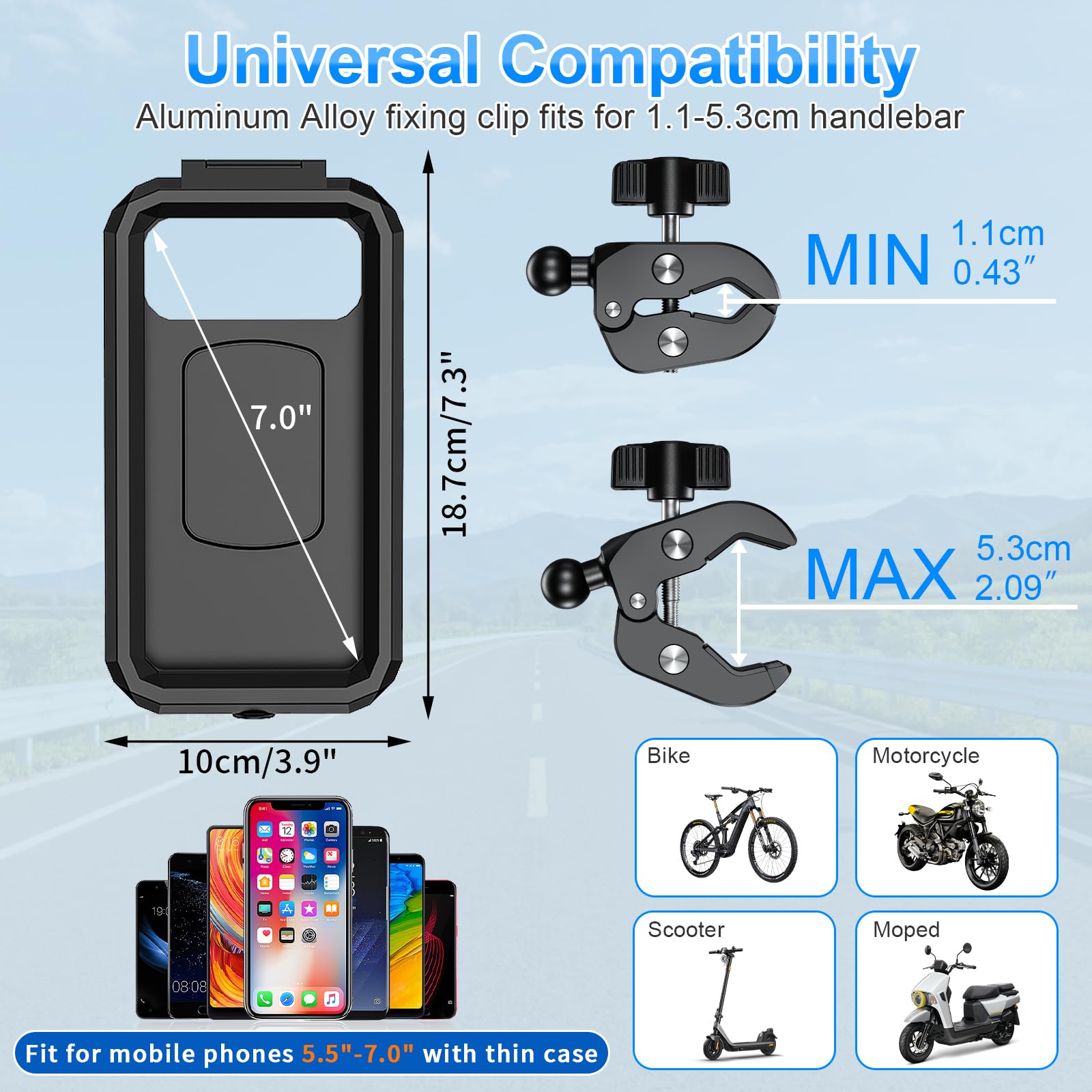 BKNOOU compatibility fits 5.5-7.0 inch phones on most handlebars.