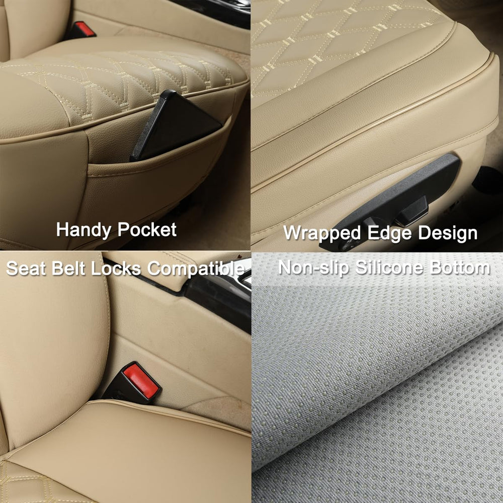 Black Panther seat cover in dark beige 3D PU leather for premium feel.