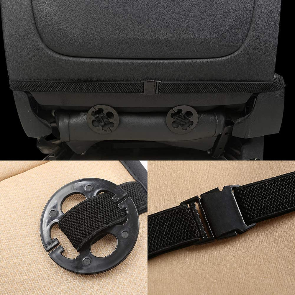 Front pocket and geometric embroidery feature of Black Panther seat cover