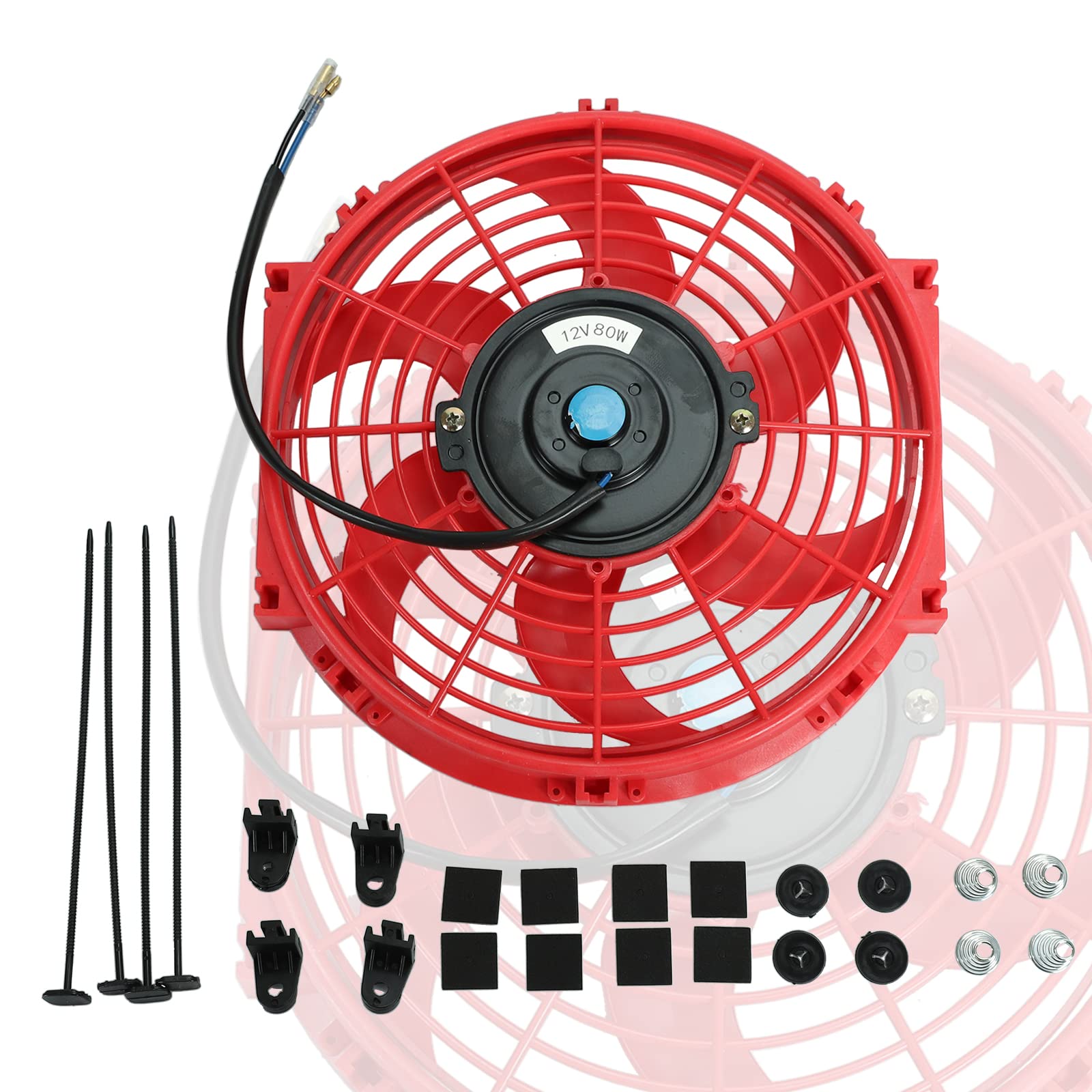 BLACKHORSE-RACING 10-inch slim fan push-pull kit red for versatile cooling.