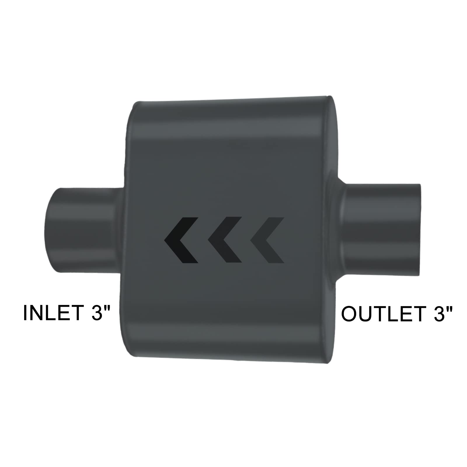 BLACKHORSE-RACING mufflers 3 inch inlets, universal mounting compatibility.