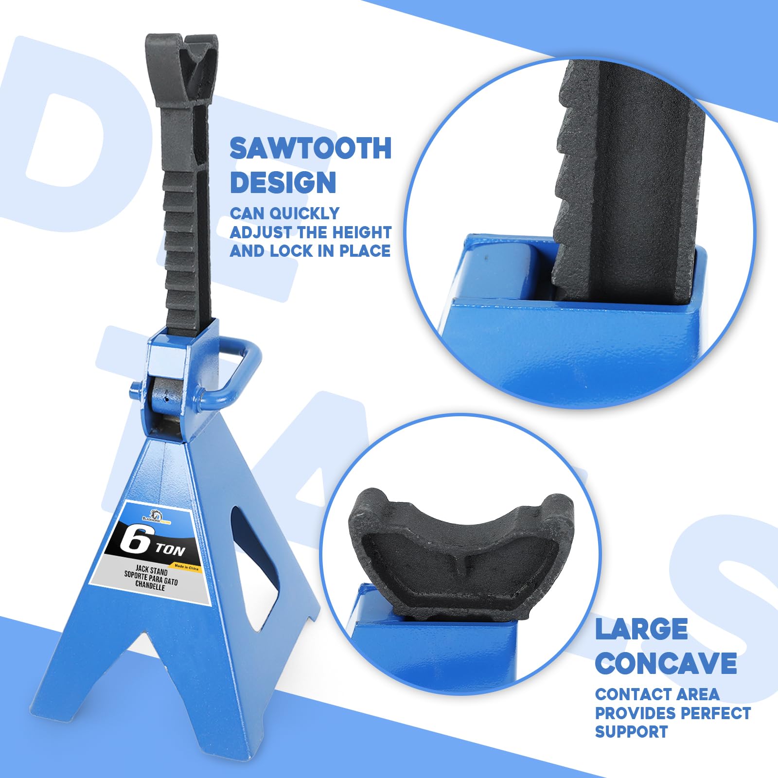 BLACKHORSE-RACING height adjustable jack stand tuned from 14.6 to 24 inches.