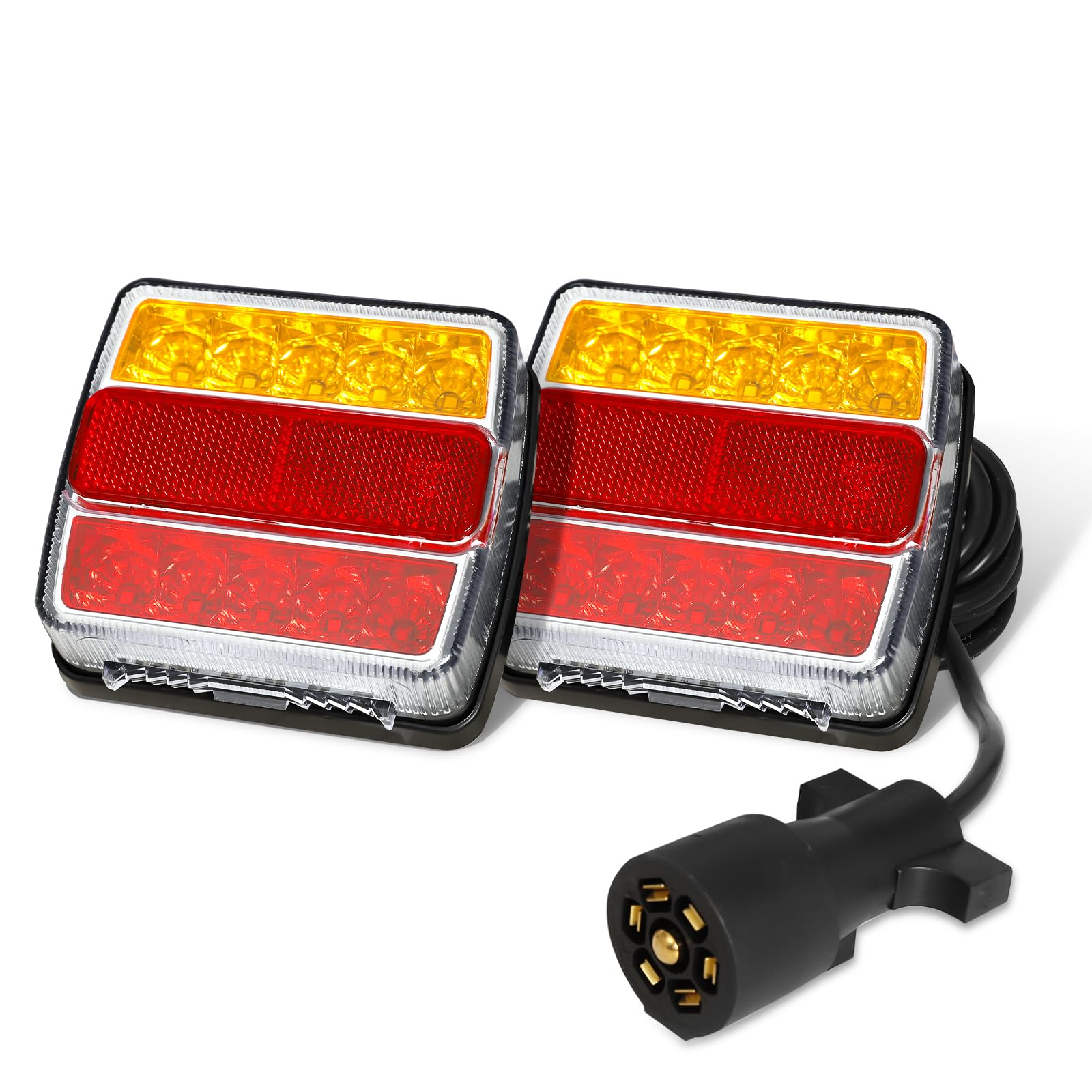 BLACKHORSE-RACING LED magnetic trailer light kit front view showing quick magnet install.