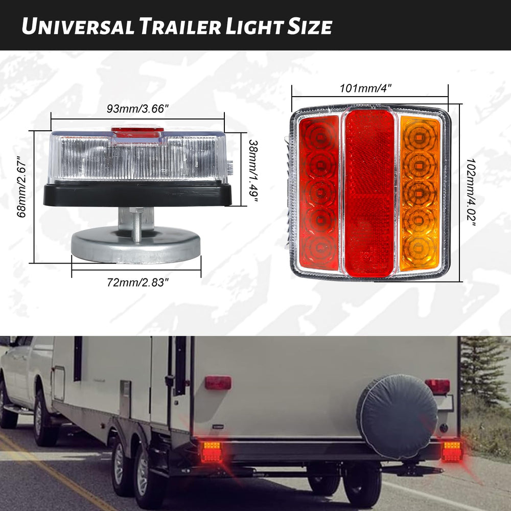 BLACKHORSE-RACING LED magnetic trailer light kit license plate light area for legal visibility.