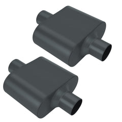 BLACKHORSE-RACING muffler pair center-center view showing universal fit potential