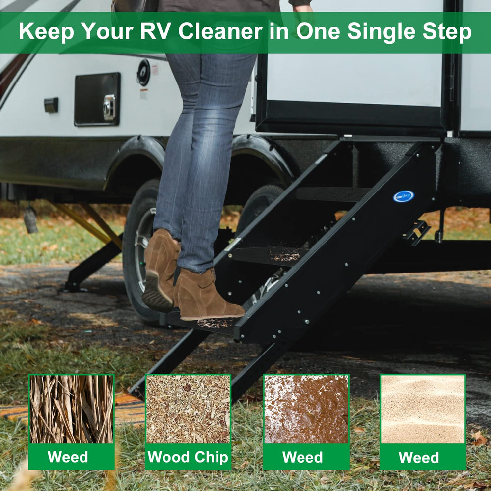 BLACKHORSE-RACING RV Step Rugs closeup shows durable polyester for lasting wear