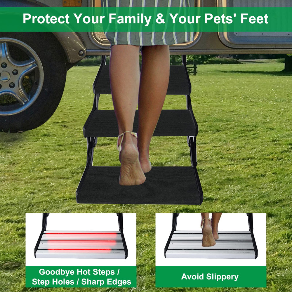 BLACKHORSE-RACING RV Step Rugs with spring hooks enable quick installation