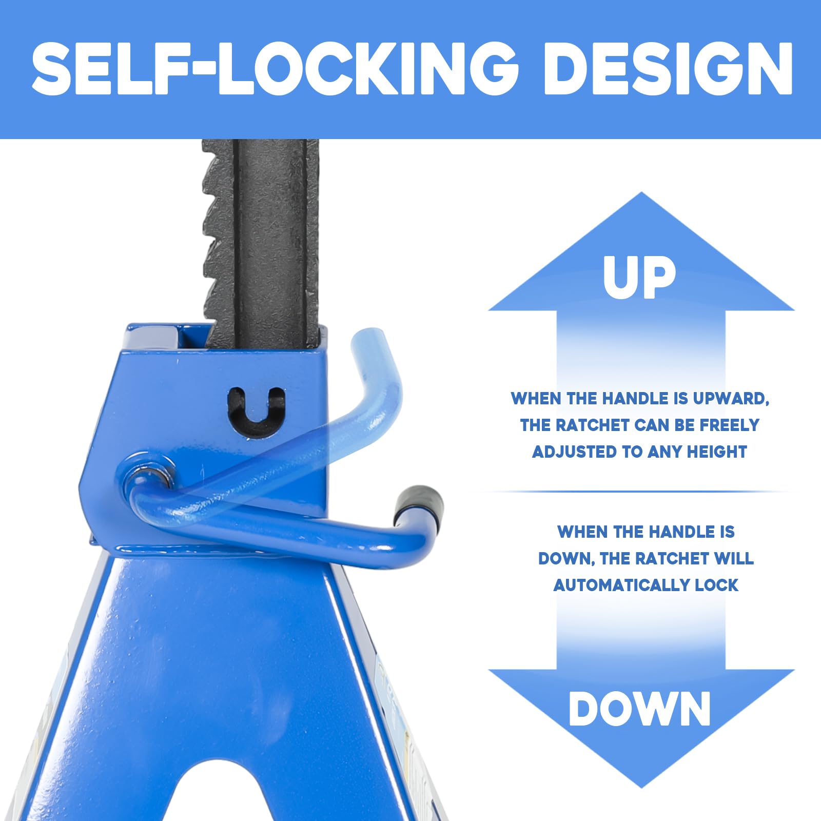 BLACKHORSE-RACING self-locking ratchet rod enables quick height locking.