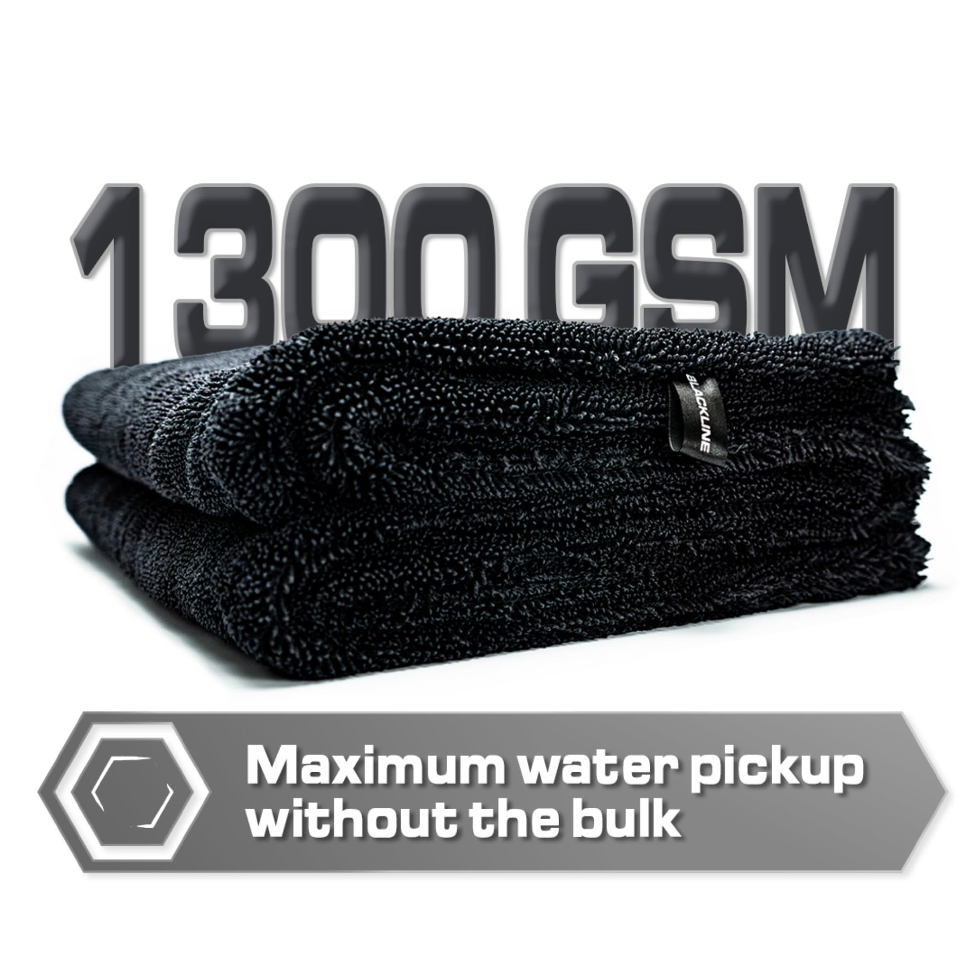 Ultra-absorbent Blackline towel soaking up water quickly