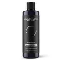 Blackline Blackout bottle pour enabling controlled tire dressing application.