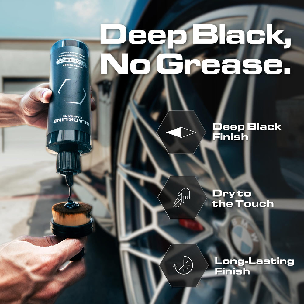 Blackline Blackout satin-finish on tires and trim adds subtle shine.