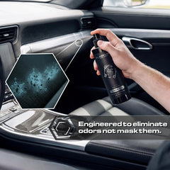 Blackline Dark Ice spray dispersing fragrance in a living area.