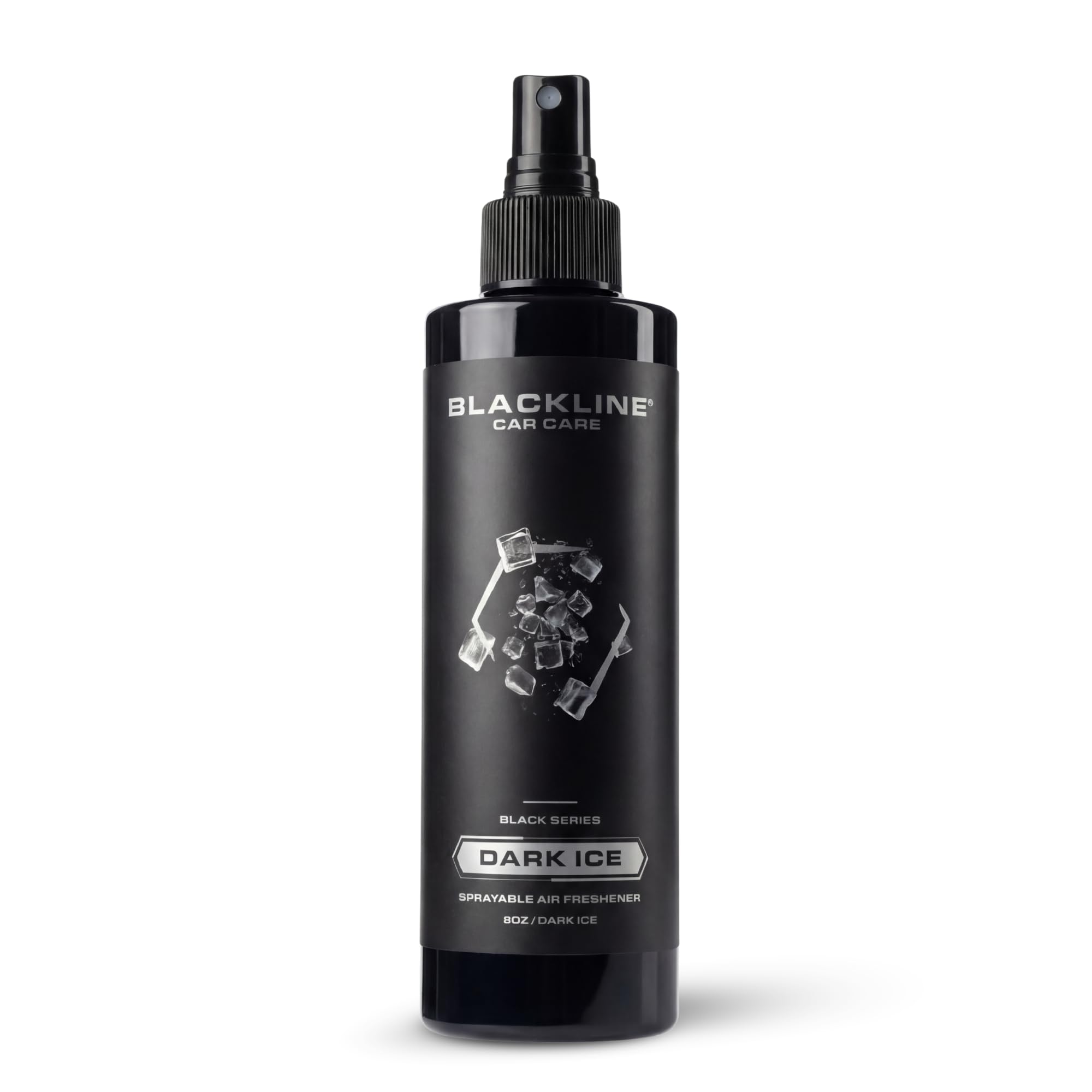 Blackline Dark Ice spray bottle for long-lasting fragrance in any space.