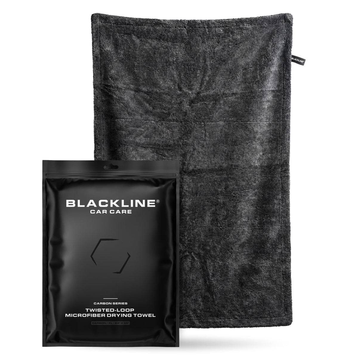Blackline drying towel 2ft by 3ft in action delivering streak-free results