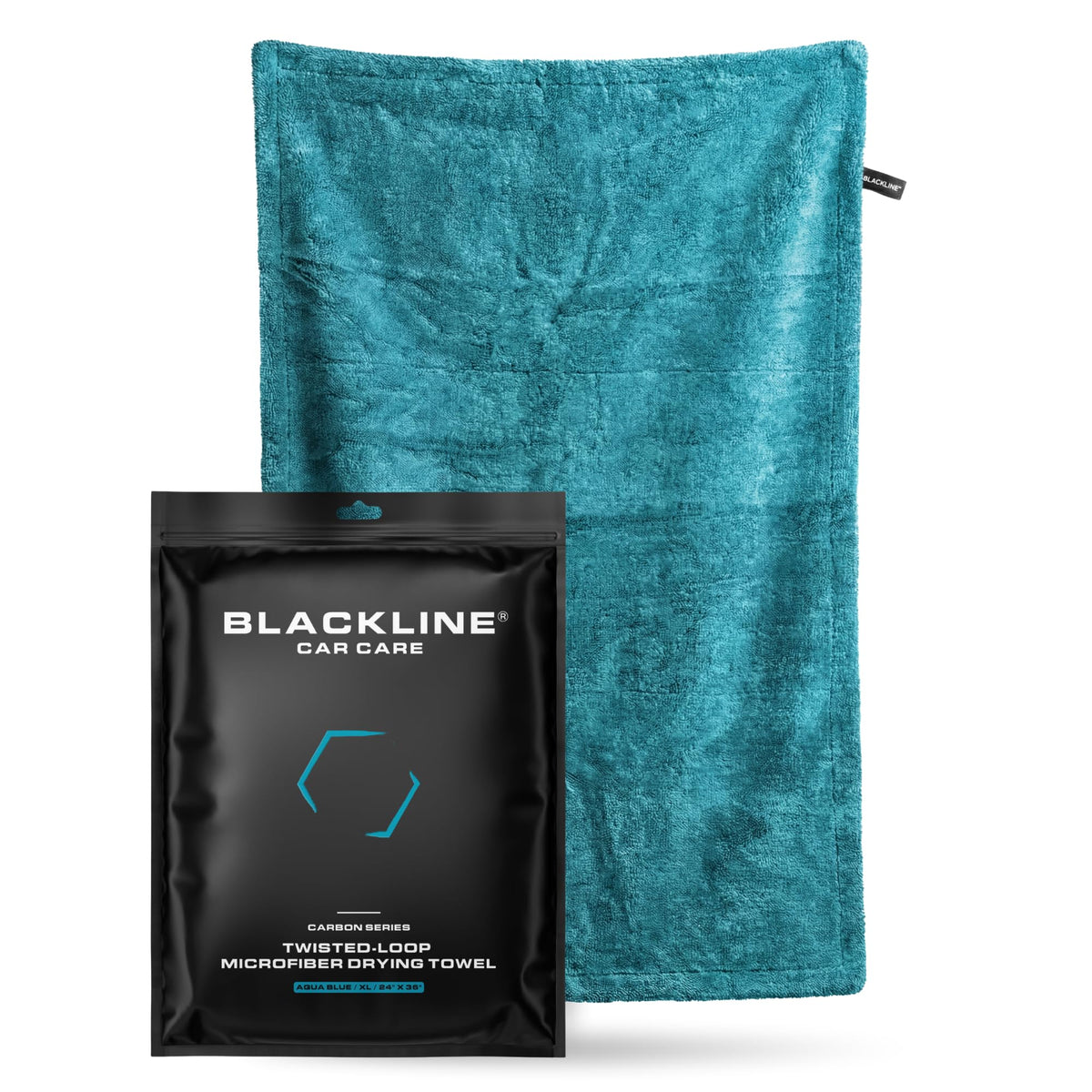 Blackline Aqua drying towel displaying high absorption for fast, streak-free drying.
