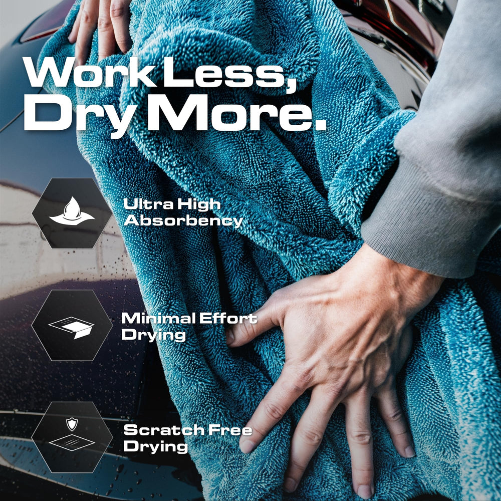 Blackline Aqua drying towel highlights no water spots for a flawless finish.