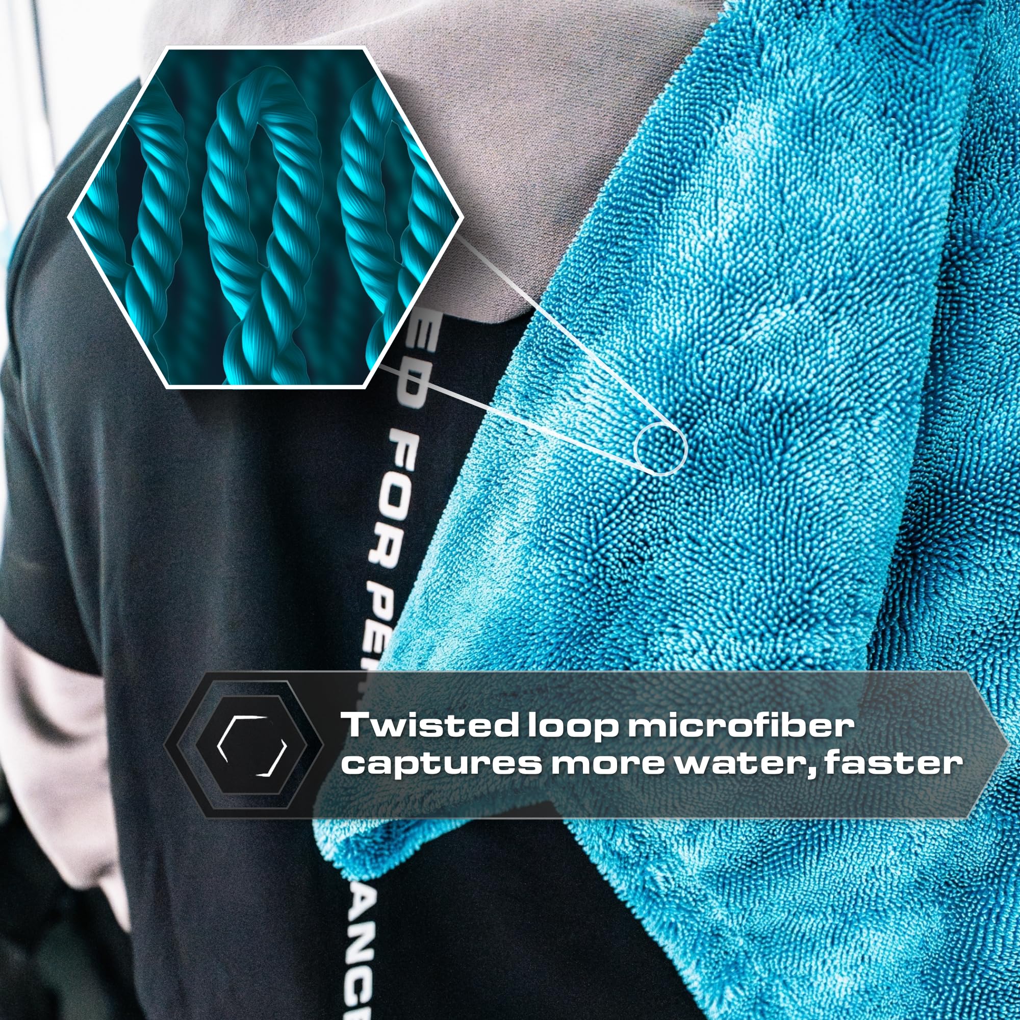 Blackline Aqua towel enables one-pass dry for large vehicle panels.