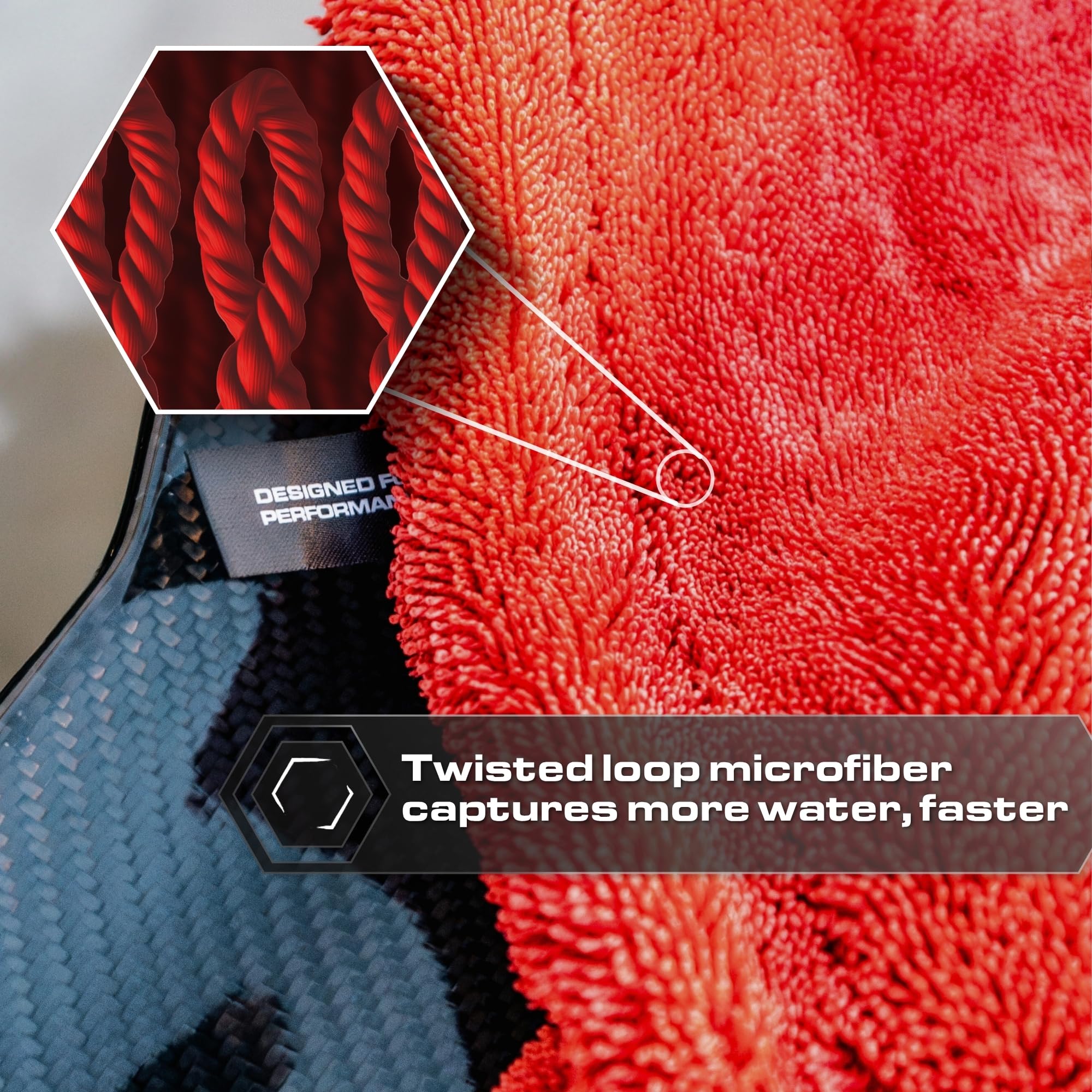 Blackline towel delivers streak-free results with zero water spots.