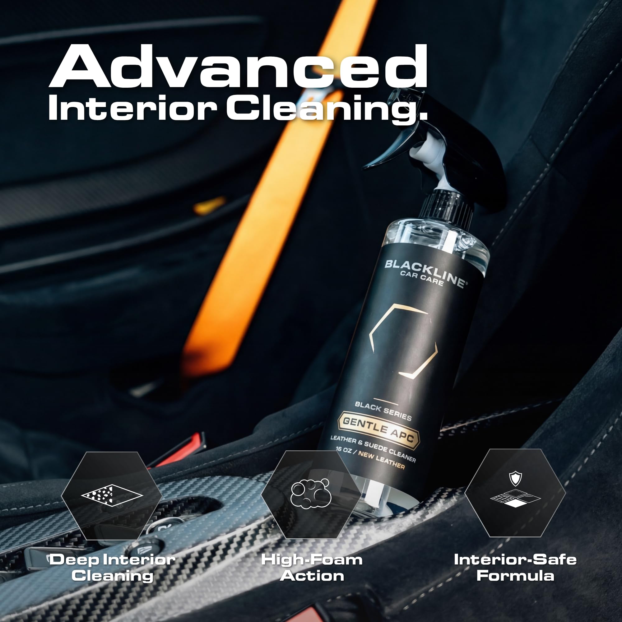 Blackline Gentle APC leather cleaning safely refreshes delicate surfaces.