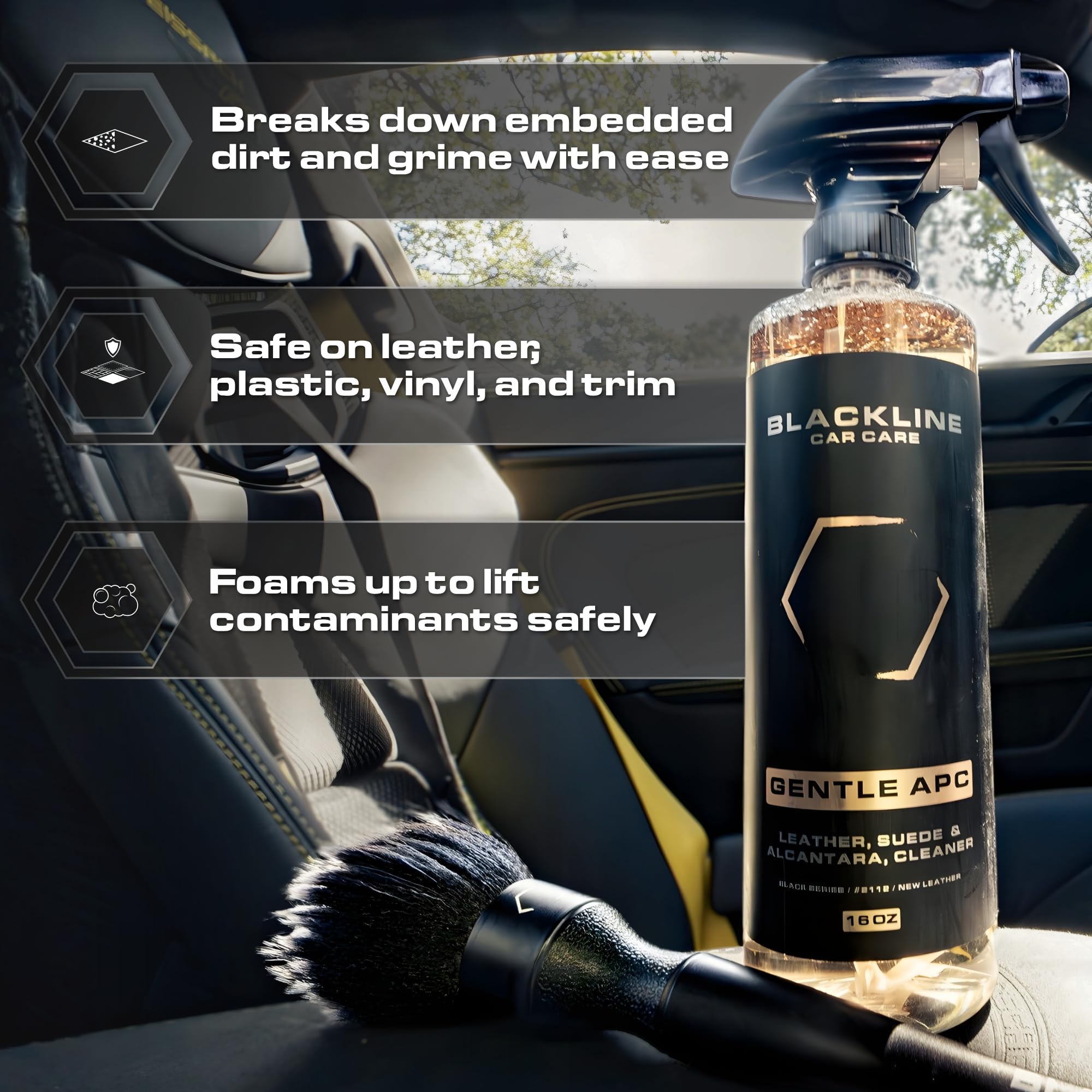 Blackline Gentle APC suede and Alcantara care for refined interiors.