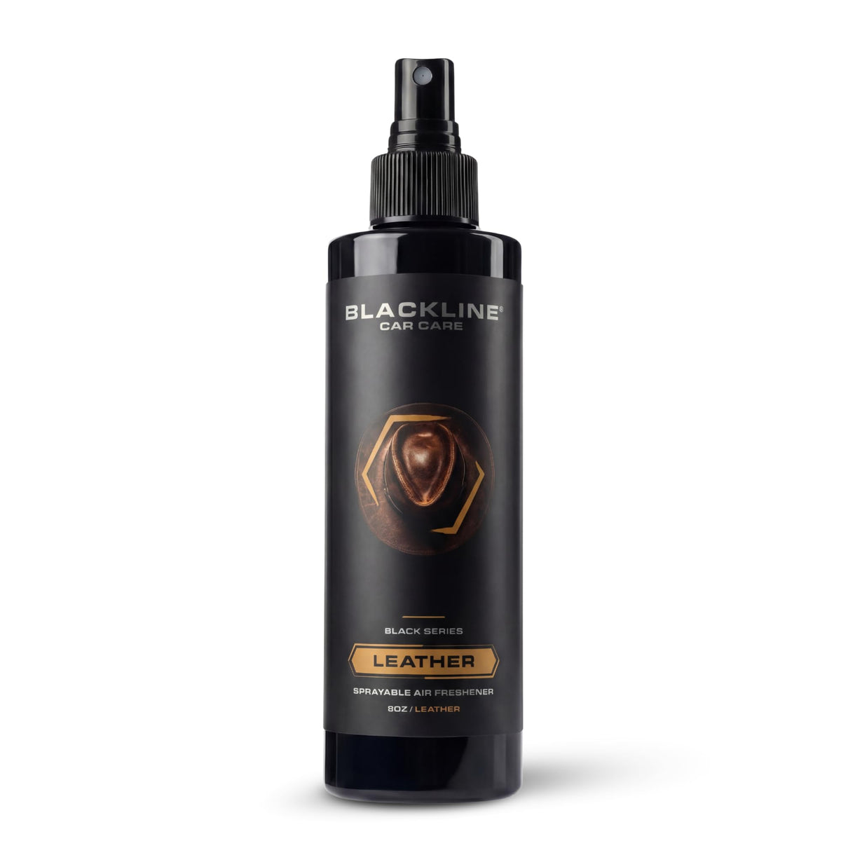 Blackline leather air freshener bottle releases a lasting scent in the car