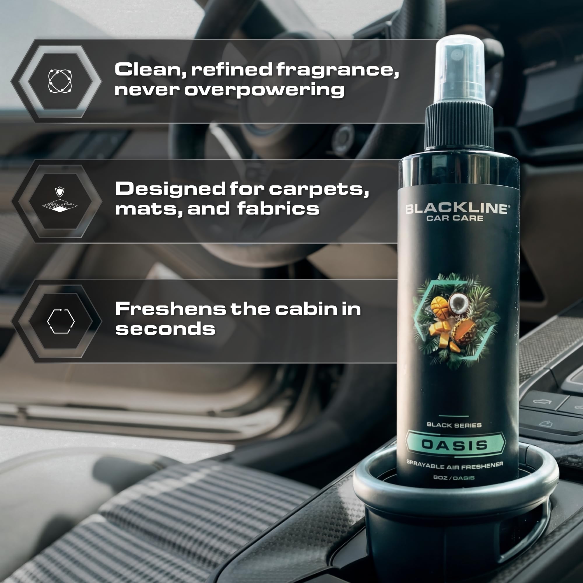 Blackline leather air freshener in-car cabin scent for a refreshed ride