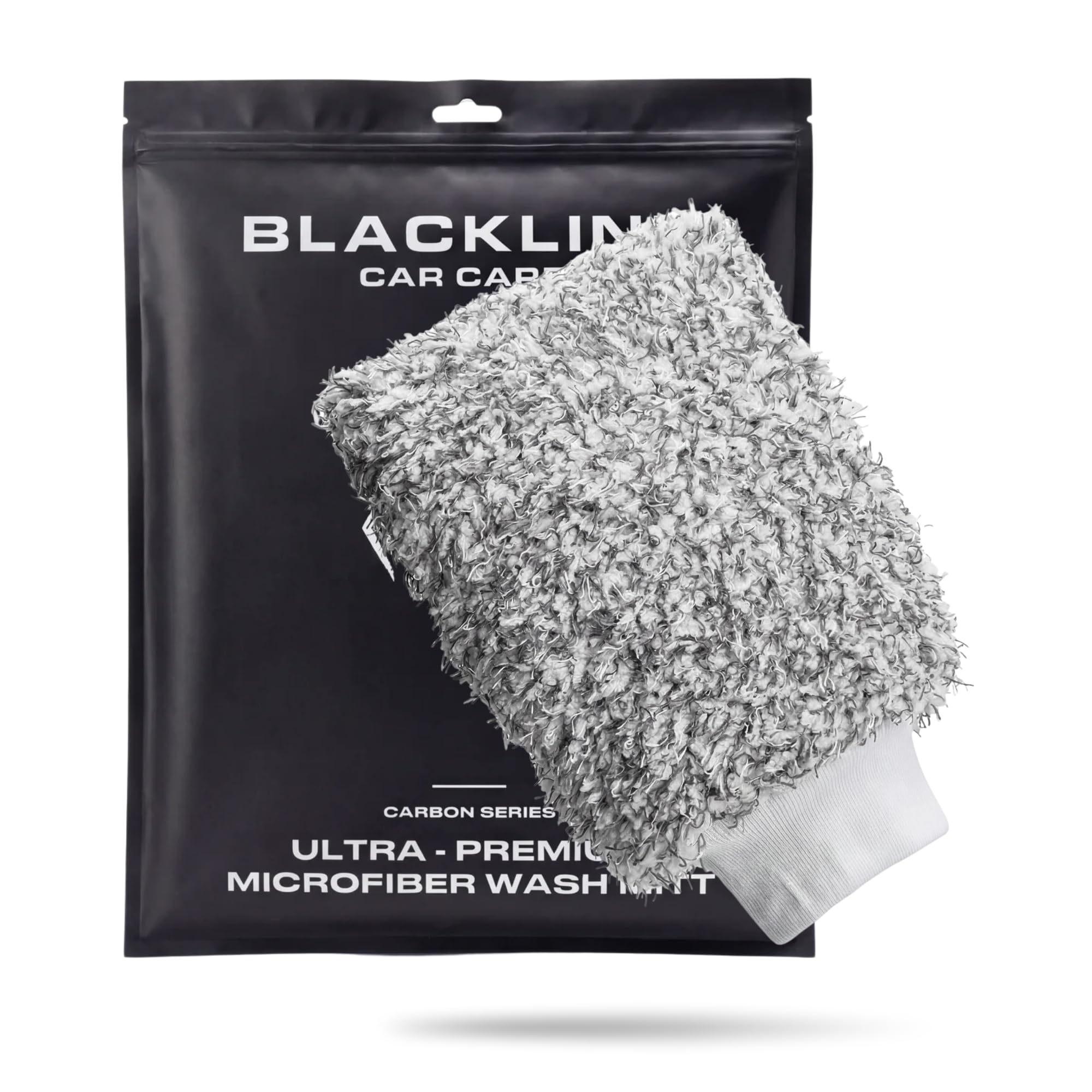 Blackline Microfiber Wash Mitt with soft pile for scratch-free car washing