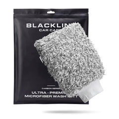Blackline Microfiber Wash Mitt with soft pile for scratch-free car washing