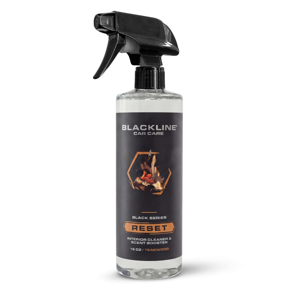 Blackline Reset bottle front, premium interior cleaner for cars with lasting fragrance