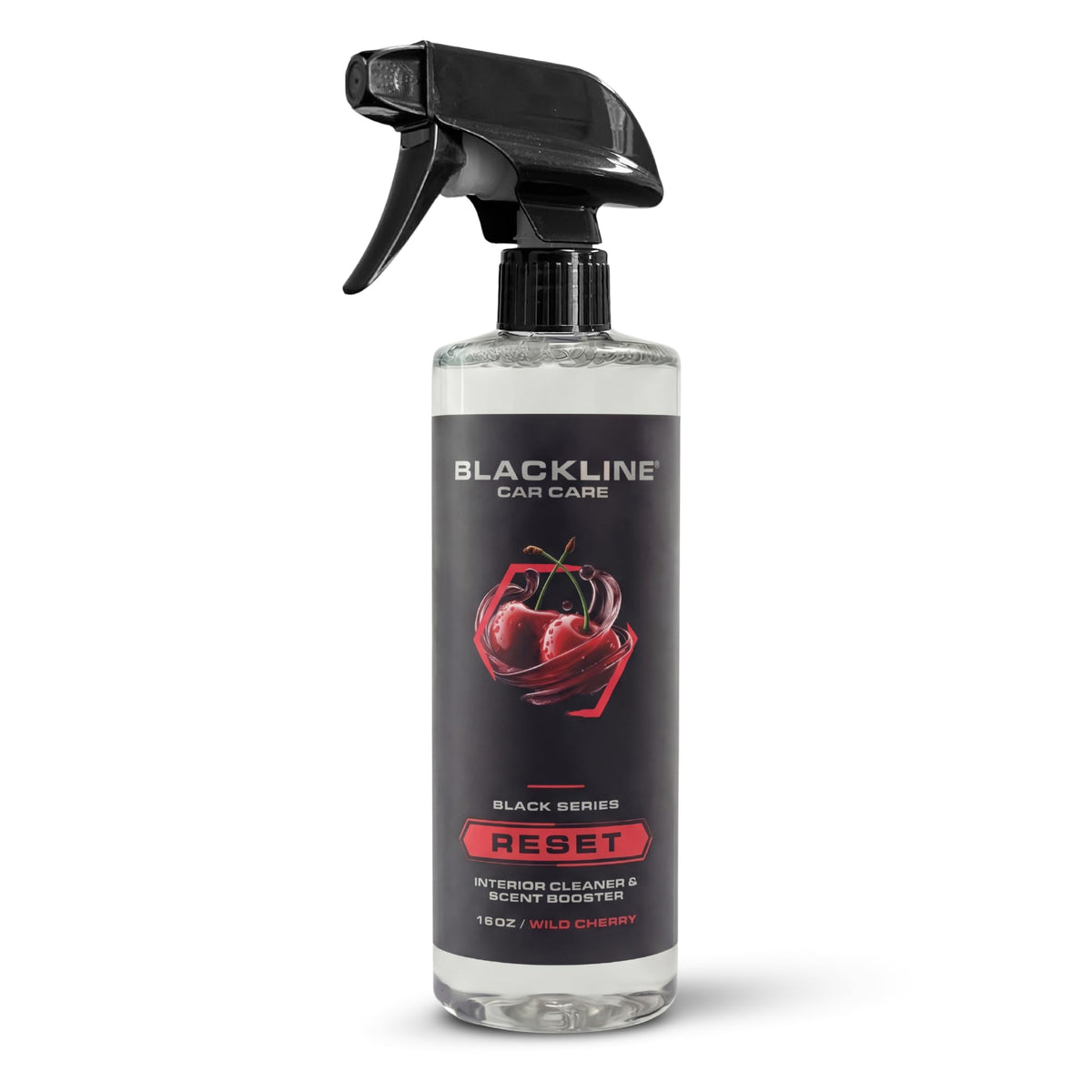 Blackline Reset interior cleaner bottle with premium formula and lasting fragrance.