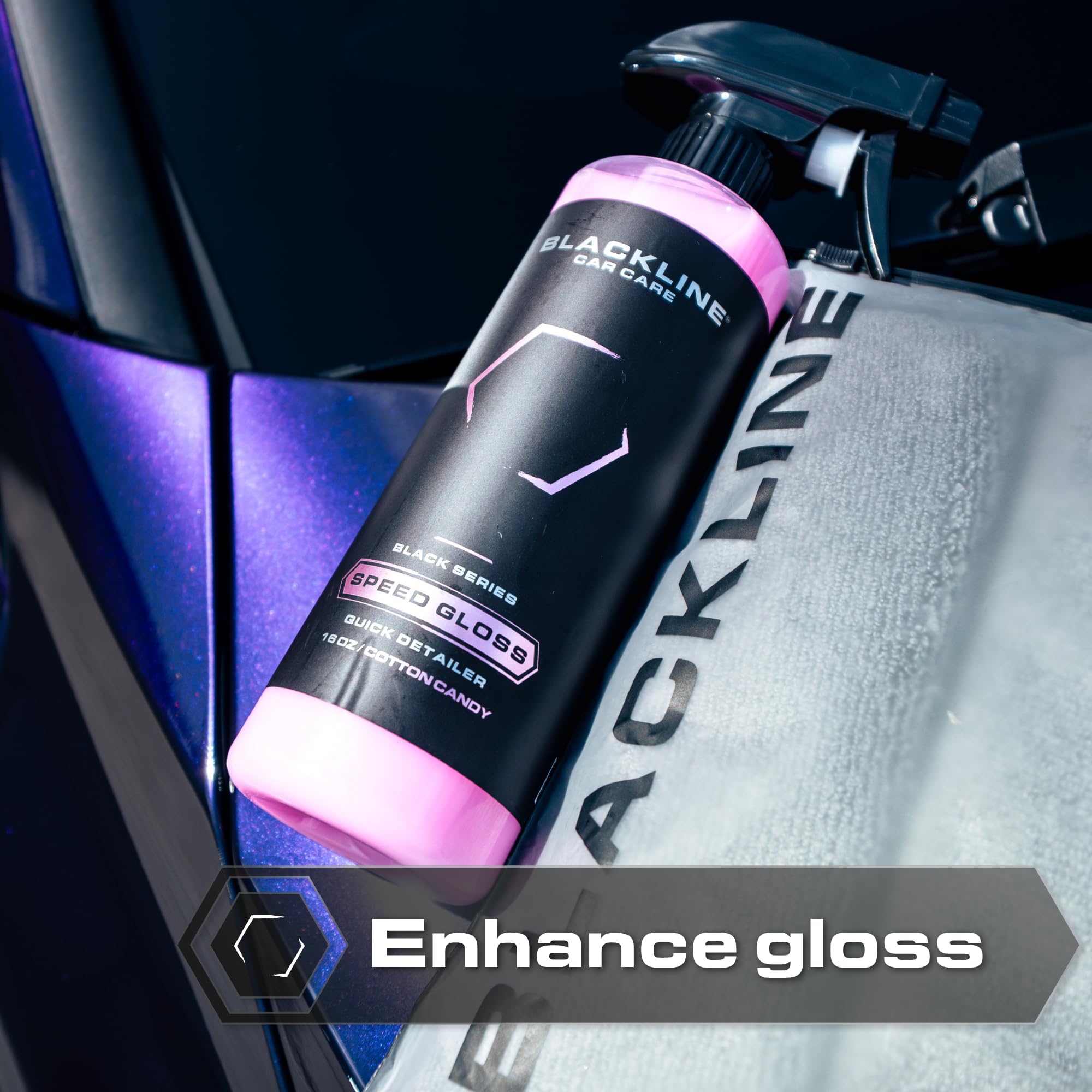 Blackline Speed Gloss all-surface-use supports cleaning on cars, trucks, motorcycles and RVs.
