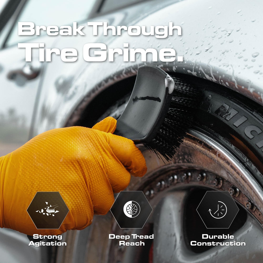 Blackline stiff bristle brush on carpet for deep cleaning and texture agitation.