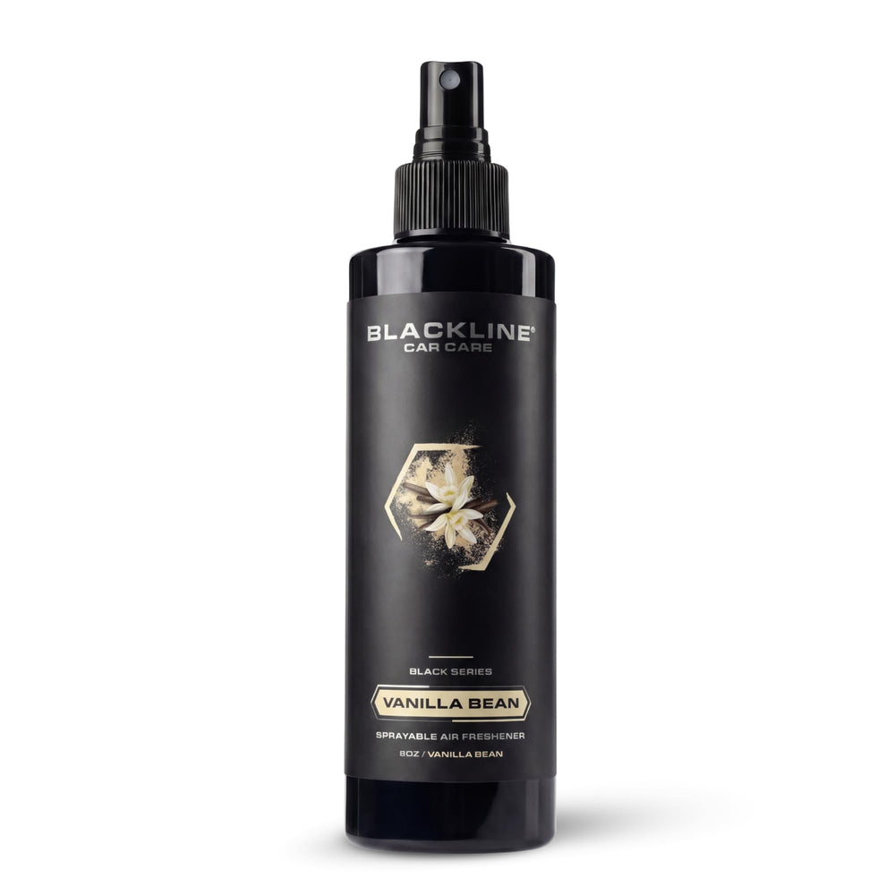 Blackline Vanilla Bean air freshener bottle ready to refresh car interior and cabin air