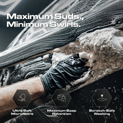 Blackline wash mitt highlights 70-30 blend for dirt lifting
